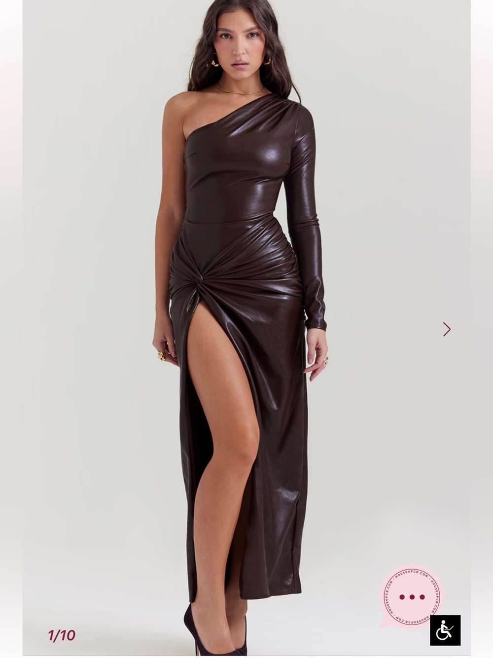 House of CB OCTAVIA Cocoa Vegan Leather Maxi Dress